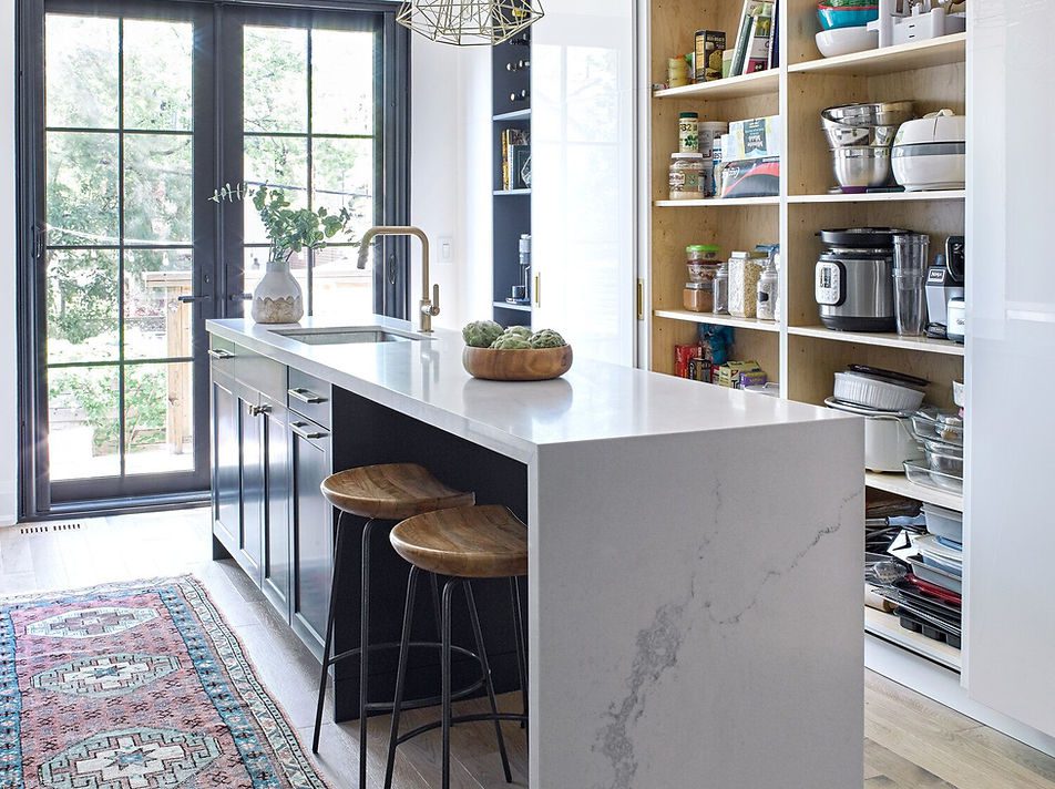 Closeup View of Island Counter in the Modern Kitchen