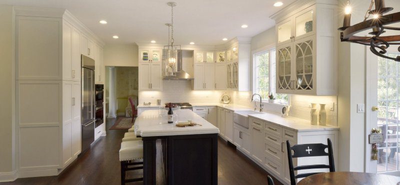 Modern Kitchen With White Walls and Shelves