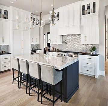 Modern Kitchen With Dining Table and White Shelves